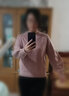 科蒙博卡秋冬小V領(lǐng)純色寬松羊絨衫女 慵懶風(fēng)偏厚毛衣針織衫 氣質(zhì)粉 M 曬單實(shí)拍圖