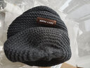 蟻倘遷帽子冬季女保暖針織帽防寒棉毛線(xiàn)帽女士秋冬天護耳加絨加厚堆堆帽 黑色 加絨 曬單實(shí)拍圖