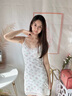梵奧格（FANAOGE）吊帶連衣裙新款2023夏天女裝氣質(zhì)女神范修身碎花性感包臀裙純欲風(fēng) 白色 M 建議90-110斤 曬單實(shí)拍圖