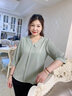俞兆林媽媽洋氣減齡雪紡上衣中年女夏裝長(cháng)袖T恤中老年春秋氣質(zhì)薄款襯衫 豆綠上衣 2XL (推薦105-120斤) 曬單實(shí)拍圖