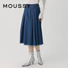 moussy【新復古回潮】 復古下擺毛邊百褶裙牛仔半身裙028GAZ11-5070 113深藍色 S 00001 曬單實拍圖