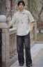 森马（Semir）观园吉联名短袖衬衫男2024夏季宽松纯棉上衣国风印花109324104107 晒单实拍图