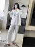 SUPISRRE輕奢法式半邊絨睡衣秋冬季女珊瑚絨笑臉甜美加厚高級感外穿家居服 淡藍色 均碼 曬單實(shí)拍圖