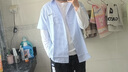 NEW OR MODE美式條紋短袖襯衫男夏季青少年簡約復(fù)古vintage百搭寬松上衣外套 黑條紋 XL 曬單實(shí)拍圖