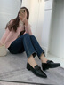 愛步（ECCO）女鞋單鞋 尖頭皮鞋平底低幫鞋粗跟軟底通勤皮鞋樂福鞋 型塑214243 黑色21424301001 37 曬單實(shí)拍圖