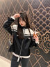 IMXS短外套夾克男女裝新款PU皮復(fù)古拼色機(jī)車服情侶款寬松潮牌休閑上衣 黑白|23J3037W M 曬單實(shí)拍圖