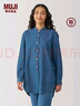 MUJI女式水洗牛仔立領(lǐng)長(cháng)袖襯衫女士襯衣外套內搭春季BC2JZA4A 藍色 S （155/80A） 曬單實(shí)拍圖