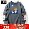 LEEWAHYU 聯(lián)名潮牌衛衣男春秋款美式圓領(lǐng)套頭大碼情侶長(cháng)袖T恤男青少年衛衣 灰色小熊 XL (建議120-135斤） 曬單實(shí)拍圖