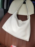 CALCULAT&KEENCK女包單肩腋下包包女韓版復古餃子包女神節百搭通勤手提托特包 白色 曬單實(shí)拍圖