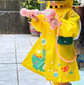 SooGree兒童雨衣學生男女童連體加帽加厚幼兒園小恐龍可背書包防暴雨便攜 雨衣藍色小狗（不含雨鞋） M（95-110cm） 曬單實拍圖