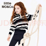 little MO&Co.童裝兒童春秋裝女童翻領條紋套頭針織衫polo領上衣 黑白條色2 155 155/72 曬單實拍圖