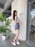 LULULMCCTN 瑜伽褲女防走光夏季新款運(yùn)動(dòng)健身訓(xùn)練跑步短褲女 煙紫色 L 曬單實(shí)拍圖