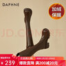 達芙妮（DAPHNE）長筒靴女秋冬長靴加絨冬季新款保暖高筒不過膝皮靴英倫風冬 棕色  跟高5.5cm 36 (230mm) 曬單實拍圖