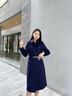 威世品職業(yè)裝毛呢大衣女冬中長(cháng)款加厚呢子外套售樓部酒店前臺工裝工作服 藏藍色(加棉) 加厚 L 曬單實(shí)拍圖
