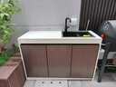 尤亞戶(hù)外操作臺鋁合金巖板洗手臺盆一體柜別墅花園防水防曬水槽儲物柜 棕色三門(mén)120鋁臺面銀色水槽 曬單實(shí)拍圖