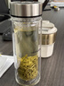 希諾（HEENOOR）玻璃杯雙層保溫泡茶杯男女士2025新款水杯官方旗船店茶杯子 抗菌款  小熊鋼本色 -杯套 410ml 曬單實拍圖