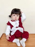 嘉貝艾爾嬰兒連體衣秋冬加絨嬰兒衣服喜慶滿(mǎn)月禮服女寶寶衣服 （加絨）大紅色+帽子 59cm 曬單實(shí)拍圖