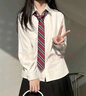相伊戀人JK制服女2025春夏新款白襯衫百褶裙套裝學(xué)院純欲風(fēng)女裝辣妹短裙 長(cháng)袖基礎款襯衫【單件】 L 碼【適合106-115斤】 曬單實(shí)拍圖