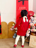 幼歌（YOUGE）嬰幼兒新中式小翻領(lǐng)國風(fēng)毛紅色年服甜美乖巧衣連衣裙潮 紅色 90 cm 曬單實(shí)拍圖