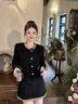 JVH香港潮牌小香風包臀裙套裝女 2025春季新款粗花呢短外套半身裙子 黑色 S 【85-100斤】 曬單實拍圖