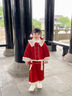 班喜迪漢服女童套裝冬裝兒童國風(fēng)拜年唐裝加絨夾棉寶寶過(guò)年喜慶周歲衣服 紅色 120 曬單實(shí)拍圖