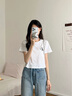 Calvin Klein Jeans夏季女士純棉字母印花潮流ck辣妹短款短袖T恤J223495 YAF-月光白 XS 曬單實(shí)拍圖