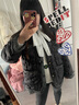 DZZIT地素羽絨服秋冬小香風(fēng)閃蔥粗花呢嵌邊logo水鉆飾圓扣外套女 黑色 M 曬單實(shí)拍圖