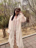 廣月藍(lán)長(zhǎng)款防曬衣女夏襯衫吊帶裙外搭沙灘罩衫開(kāi)衫海邊穿搭雪紡?fù)馓?米白色 M 建議100-115 曬單實(shí)拍圖