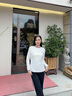 ELLE ACTIVE簡約拼色圓領(lǐng)長袖t恤女休閑通勤純棉舒適透氣打底上衣女 白色 S 曬單實拍圖