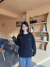 全棉時(shí)代男女款空氣層圓領(lǐng)衛(wèi)衣幸福紅寬松休閑通勤長(zhǎng)袖衛(wèi)衣 黑色 160 曬單實(shí)拍圖