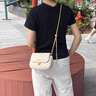 VQGT小香風(fēng)包包時(shí)尚女士單肩斜挎包女生菱格鏈條包生日禮物休閑女包 奶油白(收藏加購，送 真皮保養油 曬單實(shí)拍圖