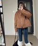 達芙妮（DAPHNE）加絨長筒靴女2023爆款秋冬羊羔毛保暖加厚顯腳小高筒雪地靴過膝靴 D634024栗色 37 曬單實拍圖