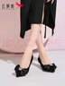 紅蜻蜓高跟鞋女夏季職場工作鞋氣質(zhì)細跟單鞋女 WLB14272 黑色 36 曬單實拍圖