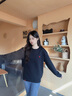 全棉時(shí)代男女款空氣層圓領(lǐng)衛(wèi)衣幸福紅寬松休閑通勤長(zhǎng)袖衛(wèi)衣 黑色 160 曬單實(shí)拍圖