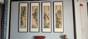 瑯櫃坊客廳山水畫(huà)沙發(fā)背景墻四條屏掛畫(huà)書(shū)房茶室公司四聯(lián)畫(huà)手繪國畫(huà)帶框 溪山雅居 畫(huà)芯加框38-126CM*4 曬單實(shí)拍圖