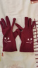 壹號鳳女士手套秋冬保暖加絨戶(hù)外五指女士防寒騎行開(kāi)車(chē)出 [棗紅]1雙（印花款） 均碼 曬單實(shí)拍圖