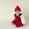 貝娜茜嬰兒帽子冬季紅色喜慶過年帽周歲帽毛線帽圍巾嬰幼兒寶寶拜年帽女 單球福字 單買帽子 6個(gè)月-3歲 44-50.5CM 曬單實(shí)拍圖