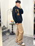 森馬牛仔長褲男春秋季精致刺繡水洗做舊寬松直筒褲懷舊風 咖色調(diào)00355 29 曬單實拍圖