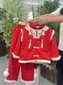 G.DUCKKIDS女童拜年服冬裝女寶寶周歲禮服小童中國(guó)風(fēng)漢服兒童冬季過(guò)年服童裝 紅色套裝 110 曬單實(shí)拍圖