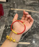 訫緣飾品999足金百福彎管紅繩手鏈女六字真言黃金轉(zhuǎn)運珠手繩本命年禮物男 百福六字真言喜樂紅 曬單實拍圖