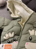 紅唇珊新生嬰兒冬季外出抱衣冬天加厚衣服羽絨棉服小寶寶保暖連帽連體衣 鹿角草綠色 90建議12-24個(gè)月 曬單實(shí)拍圖