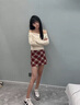 HIPPATIA格子半身裙2025春季新款短裙女高腰顯瘦小個子A字復(fù)古包臀裙 玫紅色【大格】 M （建議95-110斤） 曬單實拍圖
