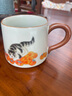 心去處汝窯柿子貓陶瓷馬克杯家用女士個(gè)人水杯辦公室咖啡杯高顏值辦公杯 柿子貓米黃汝窯斜口馬克杯310ml 曬單實(shí)拍圖