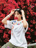 索菲堡 100%純棉韓系小眾原宿風(fēng)短袖t恤女2025夏季創(chuàng  )意彩色涂鴉新款上衣 白色 M 曬單實(shí)拍圖