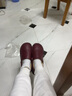 卡帝樂鱷魚（CARTELO）秋冬季居家用真皮棉拖鞋男女室內(nèi)防滑包跟情侶家居保暖牛皮面棉鞋 酒紅色 26 (適合36-37碼) 曬單實拍圖