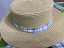妙奕嘉防曬帽女遮陽(yáng)帽太陽(yáng)帽草帽女士帽子遮臉大帽檐沙灘防嗮帽戶(hù)外海邊 米色+藍色泡芙格綁帶 曬單實(shí)拍圖