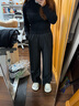 百圖betu女裝2025春季新款休閑褲松緊高腰直筒休閑褲顯瘦褲子2501T62 炭灰 L 曬單實(shí)拍圖