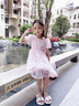 mlgt法國風(fēng)潮童裝 女童連衣裙夏裝2025新款女孩網(wǎng)紗碎花裙兒童公主裙 粉色 160 cm 曬單實(shí)拍圖