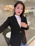 簡蜓夾棉黑色小西裝外套女冬季加厚新款保暖氣質職業(yè)裝套裝西服正裝秋 夾棉-單件黑色西裝 M （建議：90-100斤） 曬單實拍圖