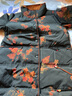喬萬(wàn)尼冬季新品羽絨服90白鴨絨高克重中長(cháng)款保暖 墨黑色/金盞菊圖案 L 充絨量245g 曬單實(shí)拍圖